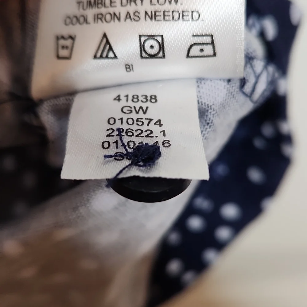 Hanna Andersson Girls Navy Lace Trim Polka Dot Top Size 120 or Size 6